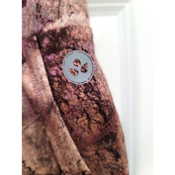 Soulgani Active Women's Brown & Pink Earthy Pattern Capri Leggings Size L - Picture 5 of 10